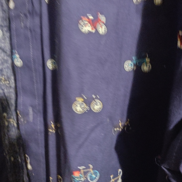 Men's Nicole Miller Studio blue long sleeve button up shirt With Bicycle Print - Picture 5 of 5